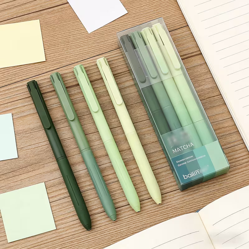 Green Gel Pen Set – 0.5mm Fine Tip Black Ink Pens