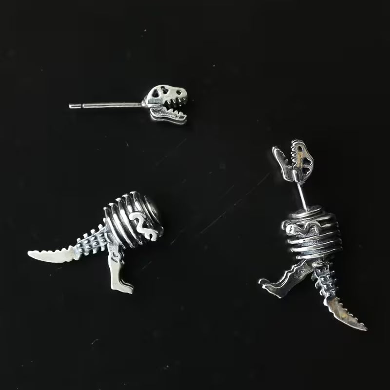 Antique Silver Dinosaur Stud Earrings