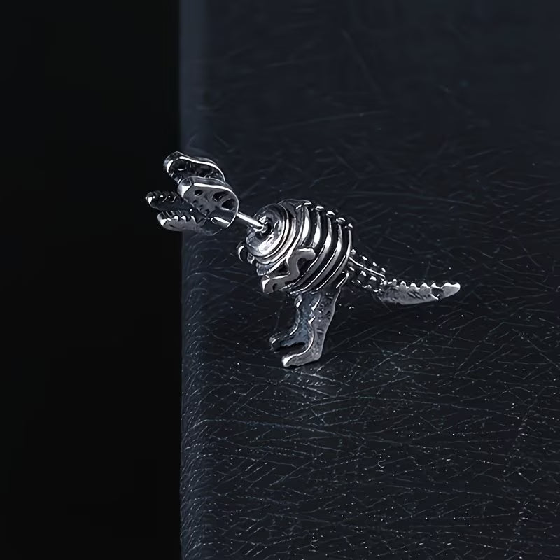 Antique Silver Dinosaur Stud Earrings